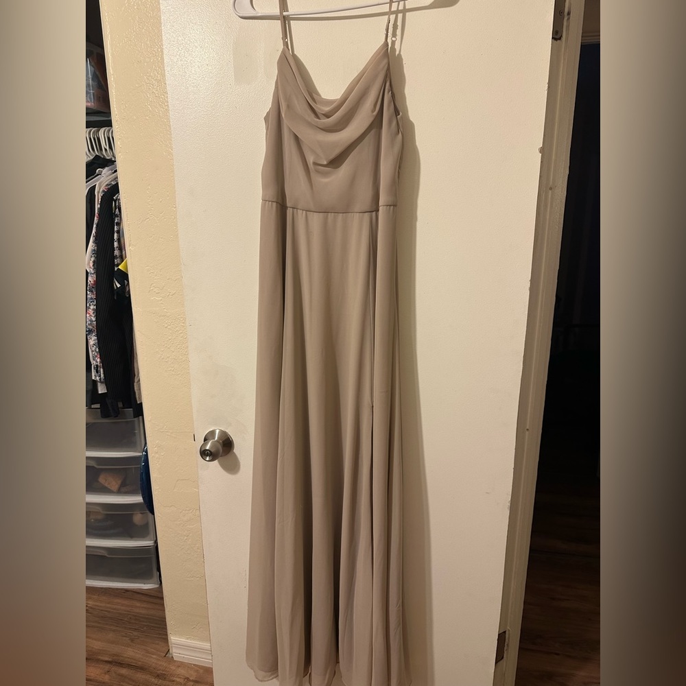 Light brown bridesmaids dress